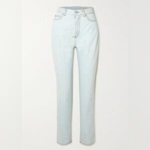New Alexander McQueen High Rise Rigid Denim Light Wash Mom Jeans Long Sz 30